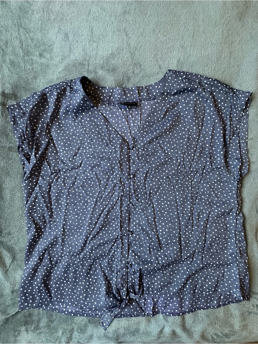 Plus Size Polka Dot V-Neck Tie-Front Women's Top
